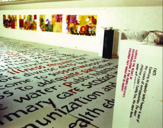 Hunger Installation, screenprints, flooring, 